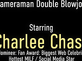 Big Tits Blonde MILFs Charlee Chase and Brooke Tyler in Double BJ