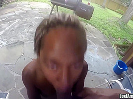 Big black cock sucked by a cute black teen 18+ POV