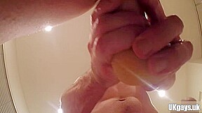 Big dick gay dildo with cumshot