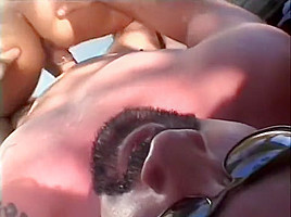 Big tit amateur sucks and fucks outside with a crowd watching them go at it