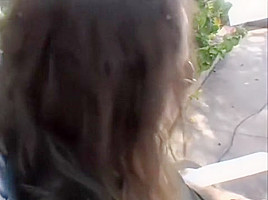 Big tit amateur sucks and fucks outside with a crowd watching them go at it