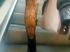 Black Fishnet high legs flashing