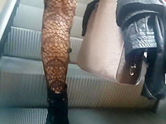 Black Fishnet high legs flashing