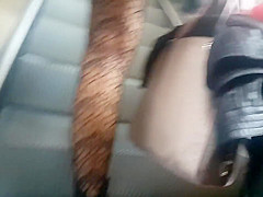 Black Fishnet high legs flashing
