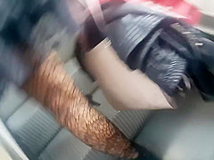 Black Fishnet high legs flashing