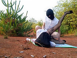 Black stocking sexy chinese lady having exciting outdoor sex