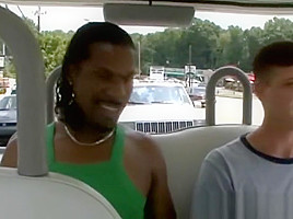 Black stud gets big cock pleased by white twink
