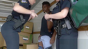 Black suspect gets a hardcore deep throat before he gets arrested by horny MILFs