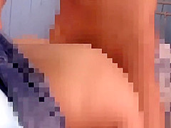 Blindfolded Asian babe sucks dick outside and inside to get a creamy reward