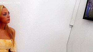 Blonde Babe Gets Mouth Jizzed at Glory Hole