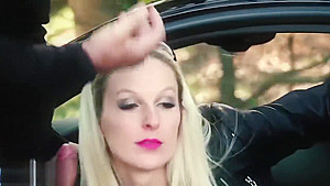 Blonde German in Black Leather Jacket Sex
