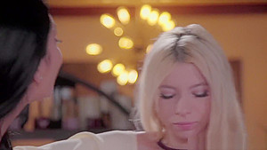Blonde babe is fingered and scissor fucked