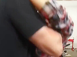 Blonde girlfriend fucked in the garage by a punk