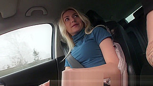 Blonde hitchhiker sucks and fucks huge dick