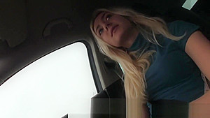 Blonde hitchhiker sucks and fucks huge dick