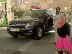 Blonde in bondage disgraced at gas station