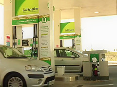 Blonde in bondage disgraced at gas station