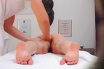 Blonde in massage porno video