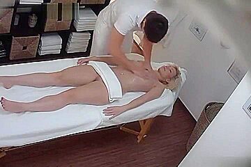 Blonde in massage porno video