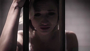 Blonde petite MILF sucks a guys big cock in a prison