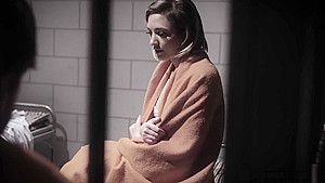 Blonde petite MILF sucks a guys big cock in a prison