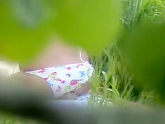 Blonde riding her man's penis in country