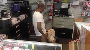 Blonde tugging black dick
