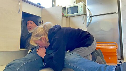 Blowjob To The Plumber In My Kitchen - Hot Wife