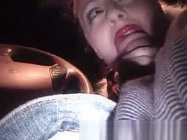 Blowjob in fur coat in the car