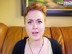 Blue Eyed Blonde Beauty Micah Fills Her Mouth With Warm Cum!