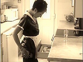 British maid becky in black stockings