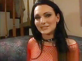 Brunette Beauty In Sexy Fishnet Outfit