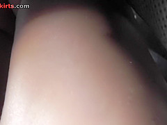 Brunette accidentally flashes thong in candid upskirts