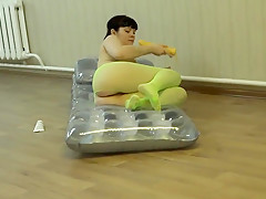 Brunette in pantyhose stretches anal and with pomp fucks juicy ass to orgasm  Gaping asshole 