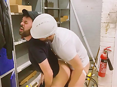 Builder Rough Breeds My Hole Raw In Storage Closet