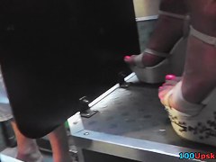 Bus upskirts with legs and gazoo cheeks