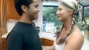 Busty babysitter fucks in the kitchen