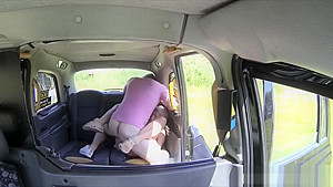 Busty lady asshole fucked by the driver inthe backseat