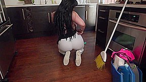 Busty maid rides well