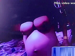 Busty pregnant brunette fucks a big black cock