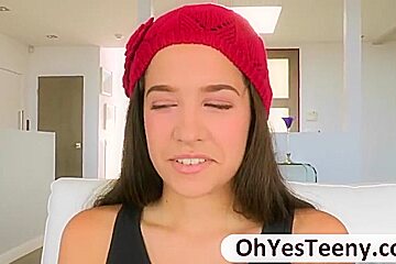 Busty teen 18+ Annika tastes a big hard cock and swallows cumshots