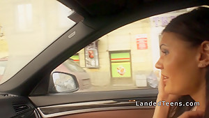 Busty teen 18+ gets anal in the car