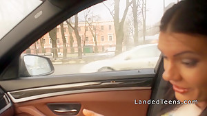 Busty teen 18+ gets anal in the car