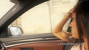 Busty teen 18+ gets anal in the car