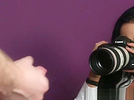 CFNM fetish photographer strokes guys cock