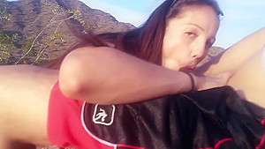 CHRISTINA PHILISTINE - HITCHHIKING SLUT STRIPS AND SUCKS DICK OUTDOORS