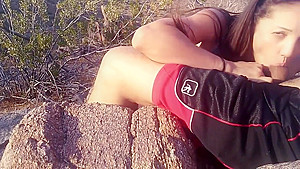 CHRISTINA PHILISTINE - HITCHHIKING SLUT STRIPS AND SUCKS DICK OUTDOORS