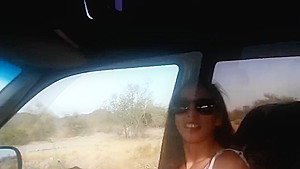 CHRISTINA PHILISTINE - HITCHHIKING SLUT STRIPS AND SUCKS DICK OUTDOORS
