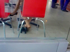 Candid Asian Nylon Shoeplay Feet Legs in Cafe