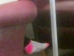 Candid Feet In Socks at Library